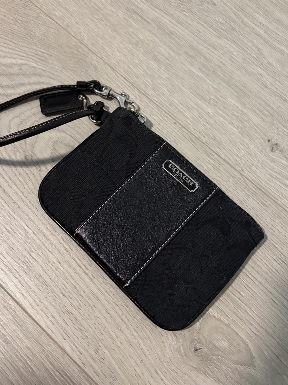 Coach Black Leather Wallet Wristlet